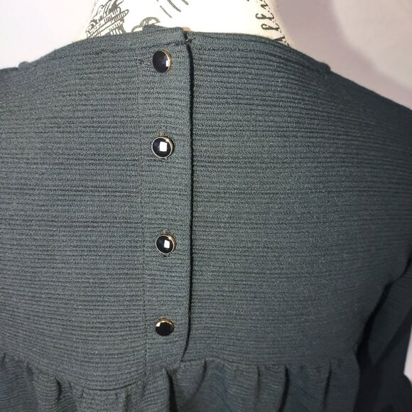 JCrew Womens Peplum Top M Black Bell Sleeve Textured‎ Classic Corporate Goth - Picture 8 of 14